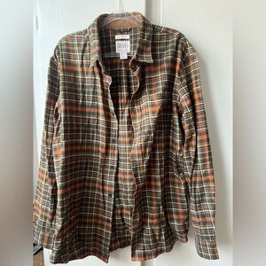 Men's Plaid Shirt - Green and Orange